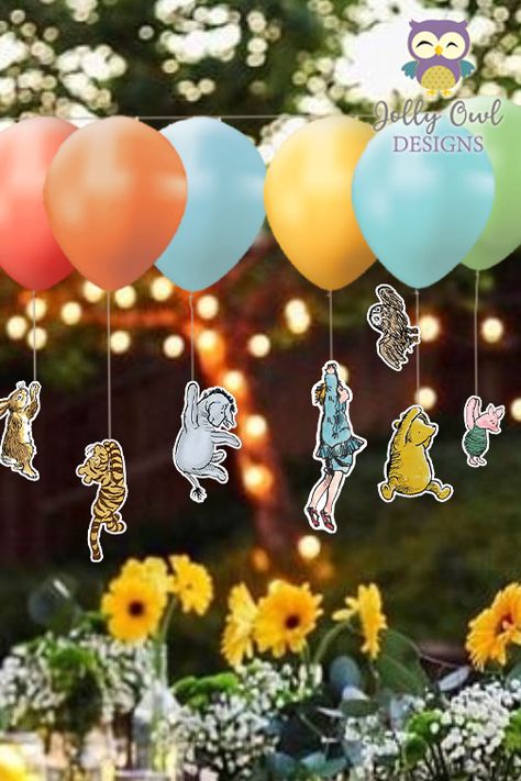 Classic Winnie The Pooh Party, Winnie The Pooh Party, Pooh Party, Winnie The Pooh Themes, Idee Babyshower, Baby Boy 1st Birthday Party, Baby Shower Theme Decorations, Disney Baby Shower, Winnie The Pooh Birthday