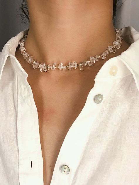 Transparent Artificial Stone Choker Necklace , #Sponsored, #Artificial, #Transparent, #Stone, #Necklace, #Choker #affiliate Summer Beach Jewelry, Stone Bead Jewelry, Vintage Choker Necklace, Stone Choker, Neck Accessories, Stone Beaded Necklace, Luxury Necklace, Gold Diamond Necklace, Trendy Necklaces