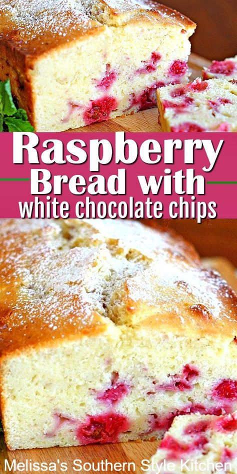 White Chocolate Raspberry Bread, Chocolate Raspberry Bread, Raspberry Loaf, White Chocolate Bread, Raspberry Bread, Sweet Glaze, Potatoes Recipes, White Chocolate Chip, Raspberry Recipes