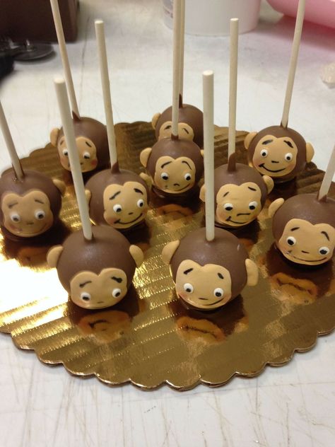 Monkey Cake Pops, Curious George Party, Monkey Cake, Curious George Birthday, Monkey Baby Shower, Jungle Theme Parties, Jungle Theme Birthday, Jungle Cake, Safari Cakes