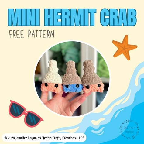 Free Shrimp Crochet Pattern, Crochet Hermit Crab Free Pattern, Preppy Crochet, Crochet Ocean Animals, Crochet Stuff To Sell, Crochet Items To Sell, Crochet Things To Make, Crochet Ocean, Ideas To Crochet