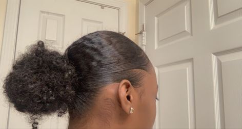 Hair Slick, Hair Inches, Slick Back Bun, Straightening Natural Hair, 4b Hair, Natural Hair Bun Styles, Curly Hair Videos, Quick Natural Hair Styles, Natural Afro Hairstyles