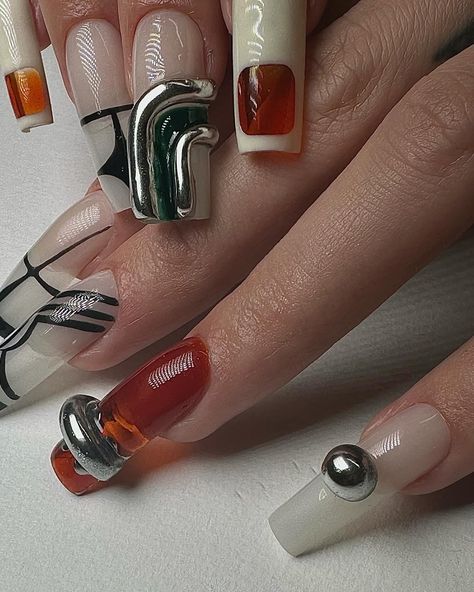 About 70’s lust 🔸🔗 On @noalamala @biggg.studio 🤎 #70s #70sfashion #70sdecor #70snails #gelx #nailsdesign #nails #nailsofinstagram… | Instagram Art Museum Nails, Seventies Nails, Long Funky Nails, Erykah Badu Nails, Fake Natural Nails, 70s Aesthetic Nails, Bauhaus Nails, Nails With Words On Them, Word Nail Art