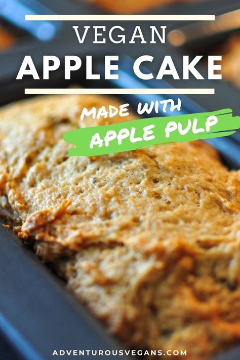 This soft and flavorful vegan apple cake is the perfect recipe to use your apple puree/scraps that result from juicing apples. You can also use apple slices instead of a puree. We consider this our vegan apple cider cake since these are the scraps leftover from making homemade hard cider. Apple Puree Cake, Apple Pulp Recipes, Juicing Apples, Courgette Cake Recipe, Apple Scraps, Vegan Apple Cider, Apple Cider Cake, Cider Cake, Pulp Recipes