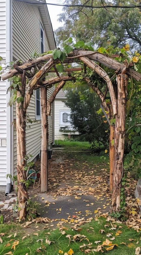 Branch Archway, Wooden Archway, Arch Made Of Branches, Faux Wood Archway, Garden Arch From Branches, Wood Garden Archway, Reclaimed Wood Archway, Arch Entryway, Wood Branch