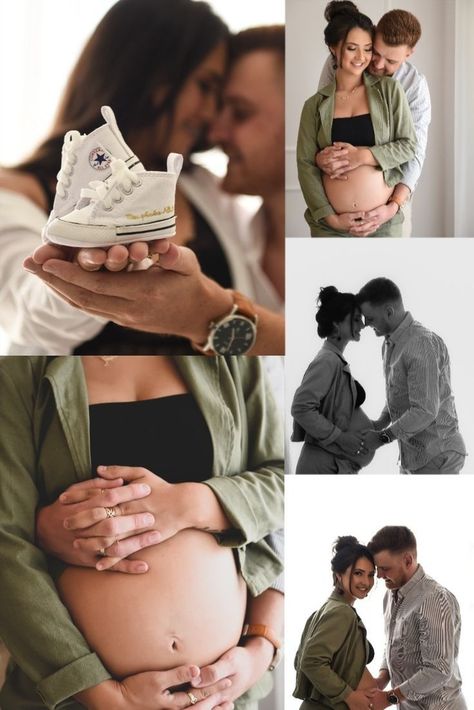 In House Maternity Photoshoot, Cozy Maternity Photoshoot, Maternity Photography Jeans And Shirt, Pregnant Photoshoot Ideas At Home, Ivf Maternity Pictures, Maternity Poses With Husband In Studio, Maternity Photography In Nursery, Kitchen Maternity Photoshoot, Pregnancy Photoshoot Ideas At Home