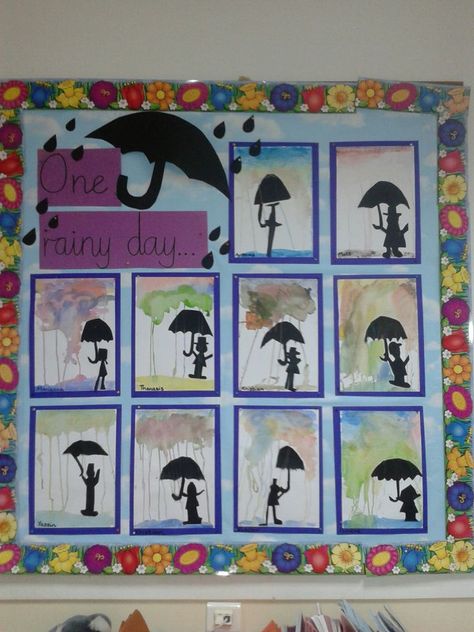 Rainy day art with watercolours. Rainy Day Art, Prek Art, Shapes Lessons, Art Docent, Middle School Art Projects, 4th Grade Art, Rain Art, Palette Art, Spring Crafts For Kids