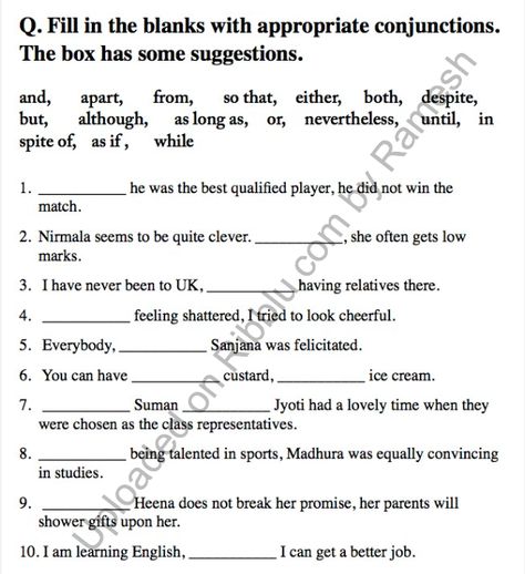 A conjunction is a word that connects groups of words, phrases, clauses, and sentences. The conjunction is also named or called a connector,… The post Conjunctions Exercises for Class 8 with Answers appeared first on CBSE Papers and Worksheets in PDF For free. Conjunctions Worksheet With Answers, List Of Conjunctions, Coordinating Conjunctions Activities, Coordinating Conjunctions Worksheet, Fanboys Conjunctions Worksheet, What Is A Conjunction, English Reading Skills, Conjunctions Worksheet, Subordinating Conjunctions