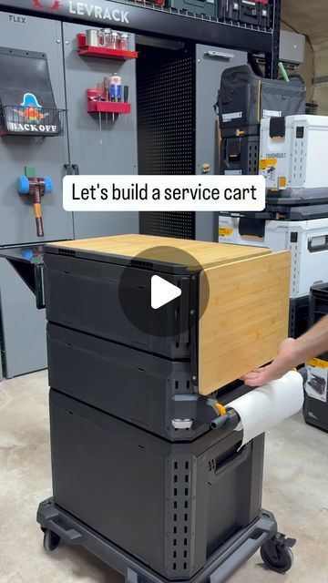 Travis Collins on Instagram: "Folding side tables...that easy! Added work surface makes a world of difference when working. Built your own modular StackTECH service cart using @dirtchurchindustries.  The @toughbuilt StackTECH toolbox storage is fantastic. The drawers and one handed latch system are fantastic.  #stacktech #servicecart #modular #handyman #carpenter #electrician #plumber #construction #toughbuilt #toolbox #modular #onehanded" Work Bench Ideas Organization, Packout Workbench, Toughbuilt Stack Tech, Mobile Mechanic Setup, Systainer Organization, Diy Tool Cart, Toolbox Ideas, Toolbox Storage, Folding Cart