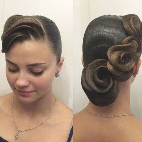 Elegant Enchantment: Glamorous Bun Hairstyles to Capture Hearts Smooth Ballroom Hair, Ballroom Competition Hair, Latin Hairstyles, Ballroom Hairstyles, Dancesport Hair, Ballroom Dance Hair, Bleached Hair Repair, New Natural Hairstyles, Black Wedding Hairstyles