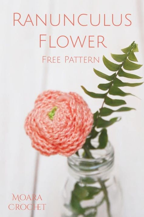 Free Crochet Flower Patterns, Flower Crochet Pattern, Ranunculus Flower, Crochet Flowers Free Pattern, Crochet Bouquet, Crochet Plant, Crochet Blog, Flower Crochet, Crochet Decoration