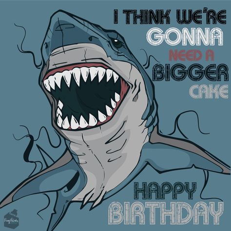 JAWS Birthday Meme by Penny McOmber Design Happy Birthday Shark Funny, Cousin Birthday Quotes, Shark Meme, Celebration Stickers, Shark Pictures, Birthday Memes, Happy Birthday Vintage, Cousin Birthday, Birthday Illustration