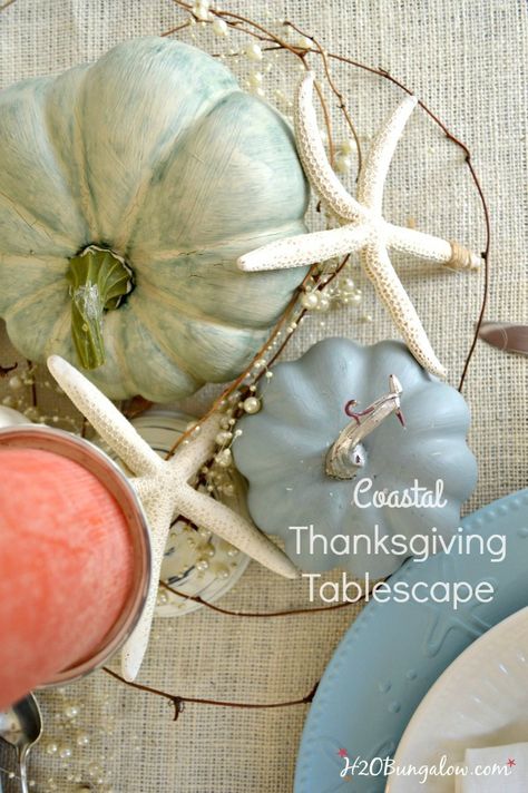 Coastal Thanksgiving, Coastal Autumn, Coastal Fall Decor, Window Treatments Ideas, Coastal Fall, Fall Beach, Holiday Tablescape, Seashell Projects, Coastal Holiday