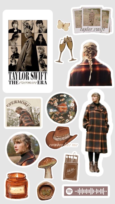 Evermore stickers🤎 Evermore Stickers, Taylor Swift Evermore, Scrapbook Book, Taylor Swift Posters, Aesthetic Stickers, Journal Stickers, Printable Stickers, Art Inspo, Taylor Swift