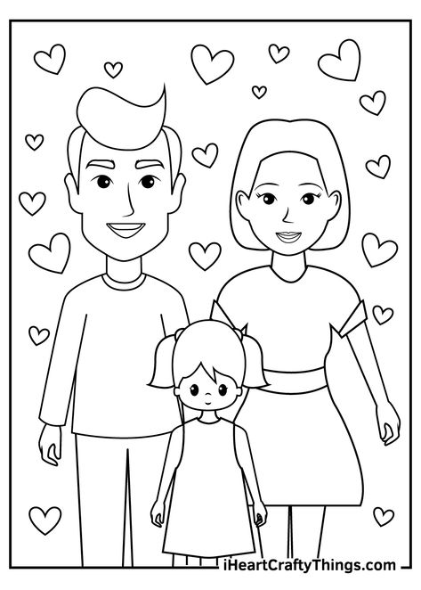 Family Picture Drawing, Family Printables, Sports Coloring Pages, Family Coloring Pages, Free Kids Coloring Pages, Mickey Mouse Coloring Pages, Rainbow Canvas, Unique Coloring Pages, Tree Coloring Page