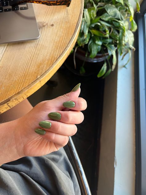 Almond shape acrylic nails. Color is DND 324 Safari Green Almond Shaped Nails, Sara Safari, Shape Acrylic Nails, Safari Nails, Almond Shaped Nails, Shaped Nails, Almond Shape Nails, Almond Shape, Almond Shaped