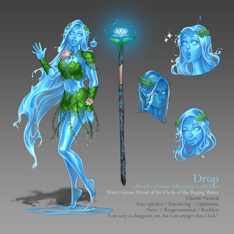 Female Water Genasi, Water Genasi Druid, Water Genasi, Dungeons And Dragons Characters, Dnd Art, Mythical Creatures Art, Fantasy Concept Art, Arte Fantasy, Dnd Characters