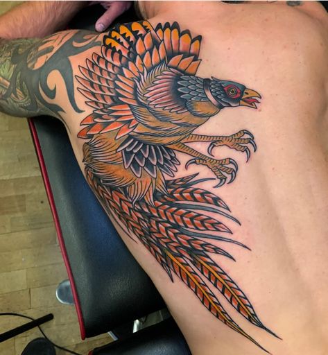 Pheasant Tattoo, Tattoos 2023, Wildlife Tattoo, Ring Necked Pheasant, American Traditional Tattoo Ideas, Traditional Tattoo Ideas, The Little Drummer Boy, Hunting Decor, Ink Inspiration