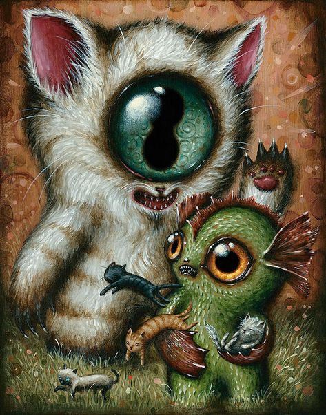 „Jason Limon is an artist living and working in San Antonio, Texas. With his work Jason introduces us to worlds filled with fantastic beasts and critters, or – to be more precise – mythological creatures and paranormal cryptids.“ (Jantine Zandbergen, beautiful.bizarre) Jason Limon, Naoto Hattori, Poster Grafico, Monster Board, Surealism Art, Mark Ryden, Hur Man Målar, Lowbrow Art, Arte Inspo