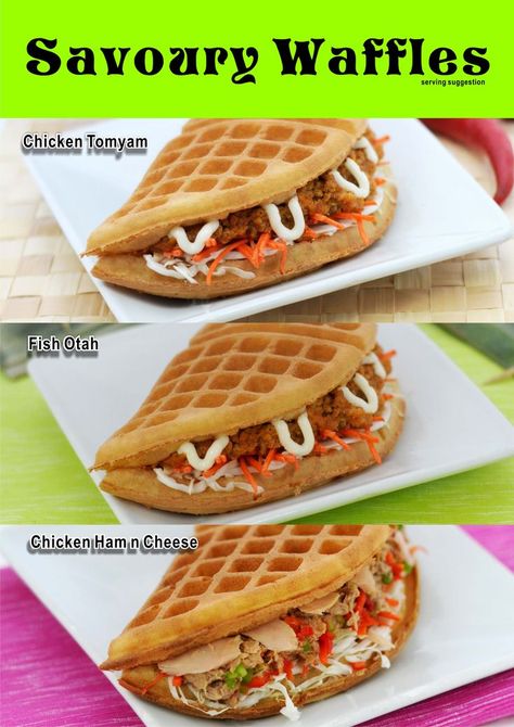 Savory Waffles, Chicken Ham, Ham And Cheese, Bars Recipes, Waffles, Tacos, Cheese, Fish, Chicken