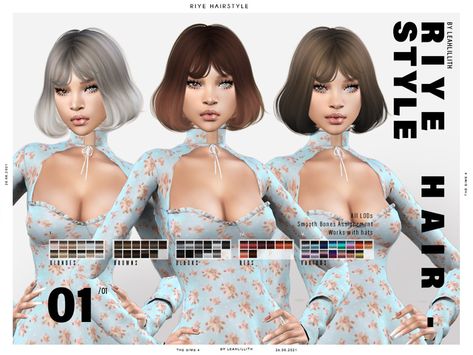 Leah Lillith's LeahLillith Riye Hairstyle Sims 4 Women Hair, Leah Lillith, Cabelos The Sims 4, Sims 4 Mac, Sims4 Mod, The Sims 4 Female Hair, Sims 4 Female Hair, Sims Download, Female Sims