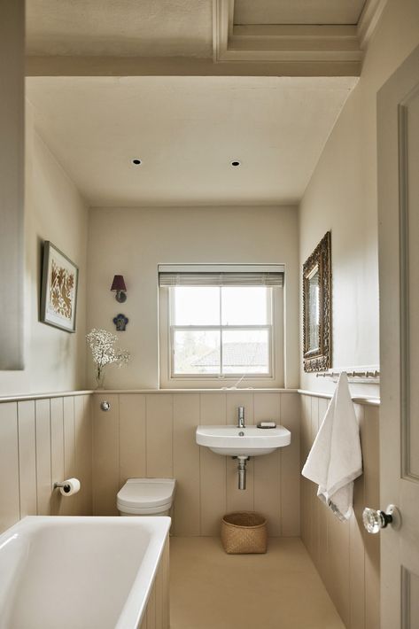 Panelling Bathroom, English Country Bathroom, Log Shed, Woodbridge Suffolk, Tongue And Groove Panelling, Georgian House, Amsterdam Houses, Downstairs Loo, Cottage Inspiration