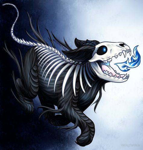 Hellhound Puppy, Bony Face, Underworld Art, Blue Drake, Skull Dog, Dog Skull, Cute Demon, Wolf Skull, Fallen Star