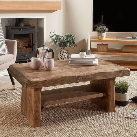 Chunky Wood Coffee Table, Yorkshire Village, Wood Coffee Table Living Room, Natural Wood Coffee Table, Rustic Wooden Coffee Table, Pine Coffee Table, Rustic Coffee Table, Live Edge Coffee Table, Reclaimed Wood Coffee Table