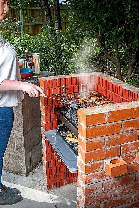 Charcoal Grills - Love what you found? Click and visit to see more. Make It TODAY! Barbecue Ideas Backyard, Diy Bbq Grill, Bbq Grill Ideas, Reka Bentuk Dapur, Barbecue Ideas, Brick Grill, Backyard Bbq Grill, Brick Bbq, Grill Ideas