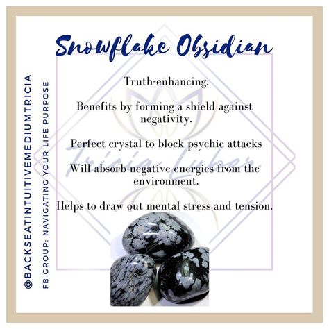 Snow Flake Obsidian Stone Meaning, Snowflake Obsidian Meaning, Snowflake Meaning, Snow Obsidian, Crystal Grimoire, Crystal Knowledge, Obsidian Meaning, Snowflake Obsidian Crystal, Crystal Uses