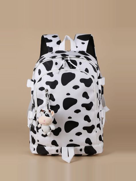 Black and White Preppy Collar  Polyamide Colorblock Classic Backpack Embellished   Women Bags Functional Backpack, Anti Theft Backpack, Backpack For Teens, Style Preppy, College University, Classic Backpack, Word Wrap, College Fashion, Bird In Bag