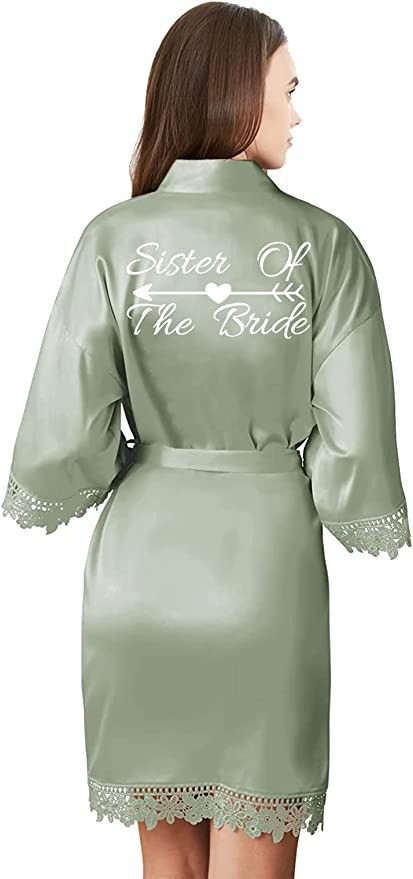 95% Polyester, 5% Spandex Imported Belt closure Machine Wash ❤❤MATERIAL - Super soft and luxurious satin fabric, 100% polyester for this robe. Matte satin robe feels lightweight and skin-friendly. Silky robes with elegant matching lace trim available in a range of unique colors to match your wedding theme. ❤❤DESIGN - Elegant satin lace robe, sexy V-neck kimono style, mid-length, an intertie and outside belt for security. Exquisite matching lace around the sleeves and placket. Side split des Wedding Theme Design, Robes Silk, Silk Bathrobe, Satin Bridesmaids Robes, Satin Dressing Gown, Bridesmaid Satin, Silky Robe, Kimono Robes, Silk Kimono Robe