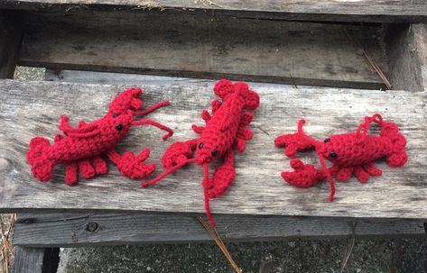 Crochet crawdads, crawfish, crayfish, or tiny lobsters! Crochet Crawfish Pattern Free, Crochet Crawfish, Crocheted Bugs, Crochet Lobster, Lobster Crafts, Crochet Bouquets, Crochet Creatures, Crochet Sea Creatures, Shark Art