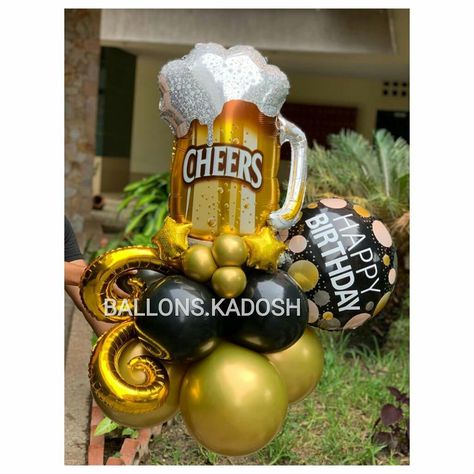 Beer Bouquet, Happy Birthday Cheers, Mens Birthday, Birthday Cheers, Balloon Decorations, Bouquets, Balloons, Happy Birthday, Beer