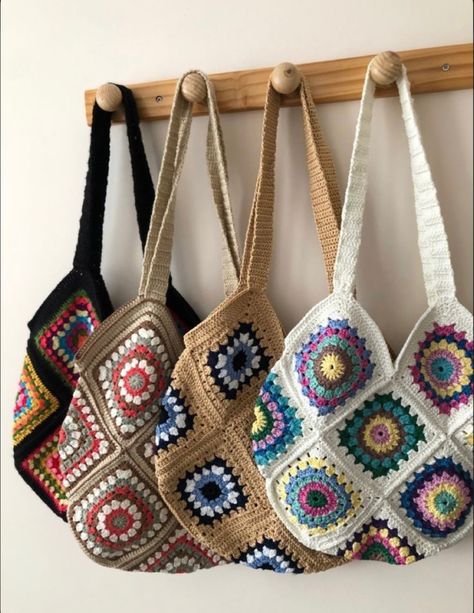 Crochet Bag Diy, Diy Crochet Tutorial, Free Crochet Bag Patterns, Hexagon Bag, Granny Square Hexagon, Crochet Bag Granny Square, Crochet Bag Granny, Granny Hexagon, Crochet A Granny Square