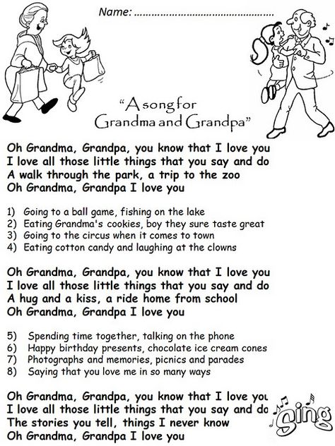 Grandparents' Day-"A song for Grandma and Grandpa" Grandparents Day Speech, Grandparents Day Songs For Preschool, Grandparents Day Songs, Song For Grandparents Day, Grandparents Day Poem, When Is Grandparents Day, Family Preschool, Grandparents Day Activities, National Grandparents Day