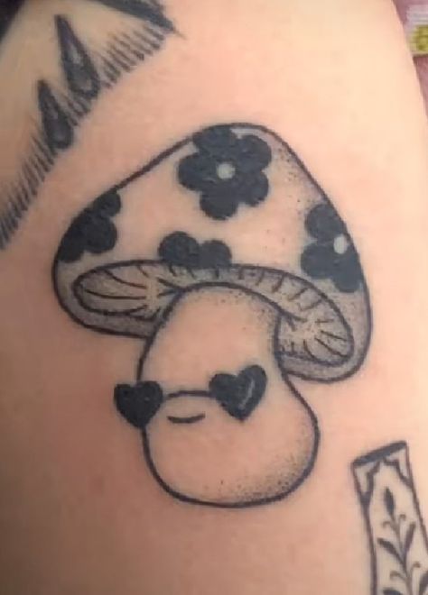 Mushroom Outline Tattoo, Tiny Mushroom Tattoo Simple, Mushroom Tattoos Simple, Tiny Mushroom Tattoo, Hermit Tattoo, Mushroom Tattoo, Bone Tattoo, Tiny Mushroom, Mushroom Tattoos