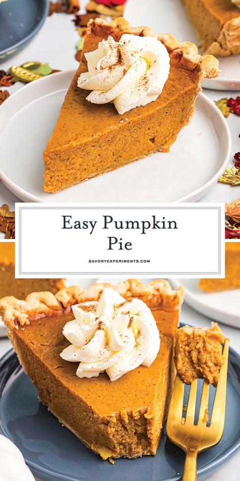 This Easy Pumpkin Pie is just perfect for Thanksgiving! Perfectly creamy and delicious, this pumpkin pie recipe is perfection! Punkin Pie Recipe, Easy Pumpkin Pie Recipe, Bake Cheese, Best Pumpkin Pie Recipe, Pumpkin Pie Recipe Easy, Pumpkin Pie Spice Mix, Awesome Desserts, Best Pumpkin Pie, Easy Pumpkin Pie