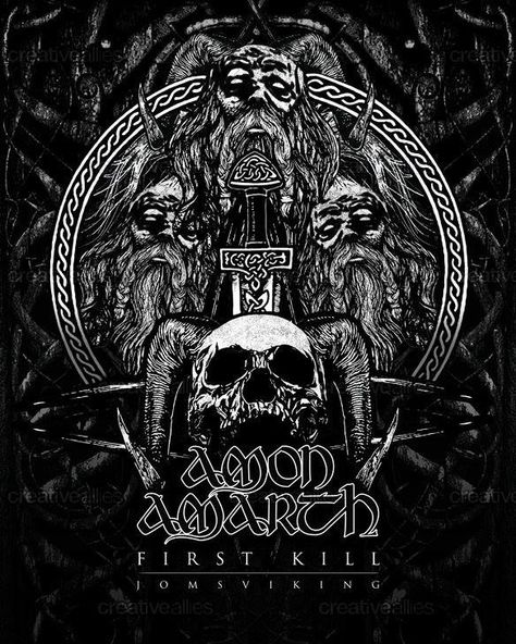 Amon Amarth: First Kill artwork Natalie Merchant, Arte Heavy Metal, Loreena Mckennitt, Mike Oldfield, Amon Amarth, Viking Metal, Black Metal Art, Heavy Metal Art, Engraving Illustration