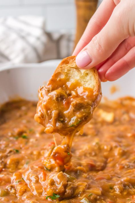 Sloppy Joe Dip Recipe, Sloppy Joe Dip, Sloppy Joes Dip, Hamburger Dip, Sloppy Joes Easy, Toasted Crostini, Recipes Appetizers And Snacks, Sloppy Joe, Sloppy Joes