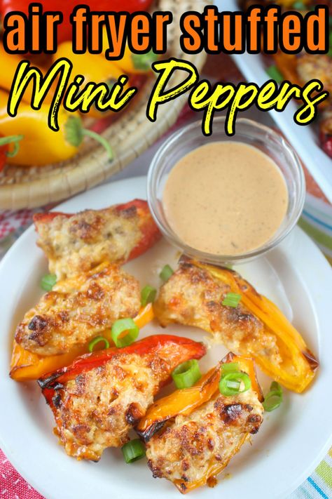 Mini Peppers Recipes, Sausage Cream Cheese, Sweet Pepper Recipes, Mini Peppers, Treats To Make, Air Fryer Oven Recipes, Stuffed Mini Peppers, Air Fry Recipes, Sweet Peppers