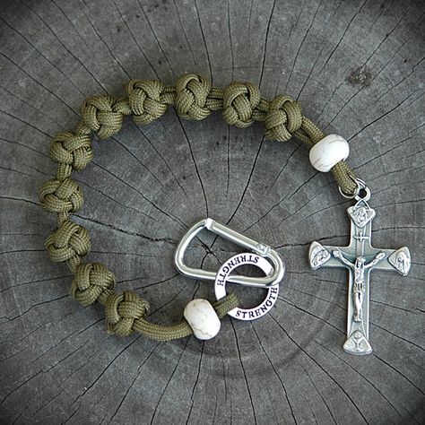 www.ruggedrosaries.com Combat Rosary, Rugged Rosary, Elephant Charm Necklace, Paracord Rosary, Rosary Jewelry, Lucky Charm Necklace, Catholic Crafts, Bracelets Handmade Diy, Elephant Necklace