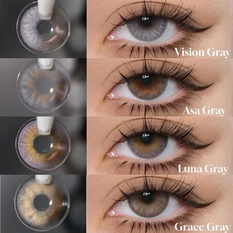 🔍 Looking for the perfect lens for your small pupils? 🙋‍♀️✨ Say goodbye to discomfort and limited vision with our exclusive four gray rimless ring lenses.⁠ ---- #visiongray⁠ #asagray⁠ #lunagray⁠ #gracegray⁠ #just4kira #makeup #beauty #ColoredContacts #lenses #fyp #graylcontacts #reviews #eyewear Asian Eye Contacts, Maquillaje Douyin, Gray Makeup, Eye Colours, Eye Lens Colour, Best Colored Contacts, Eye Color Chart, Grey Makeup, Colored Eye Contacts