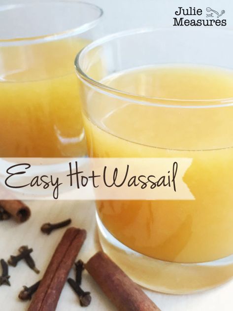 Easy Hot Wassail Recipe - Julie Measures Hot Wassail Recipe, Wassail Recipe Easy, Wassail Recipe, Christmas Brunch Recipes, Christmas Brunch, Christmas Breakfast, Holiday Drinks, Christmas Drinks, Non Alcoholic Drinks