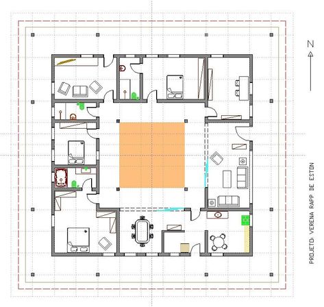 Hacienda Floor Plans, New Model House, Japan House Design, House Structure Design, 20x40 House Plans, Modern Courtyard, Indian House Plans, Courtyard House Plans, Building House Plans Designs