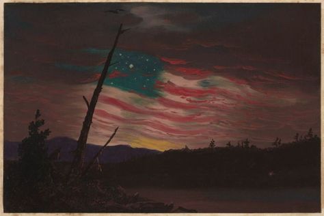 Frederic Edwin Church, American Flag Painting, Patriotic Art, Flag Painting, Amazing Paintings, Sky Painting, Painting Art Projects, Fine Arts Posters, Art Google