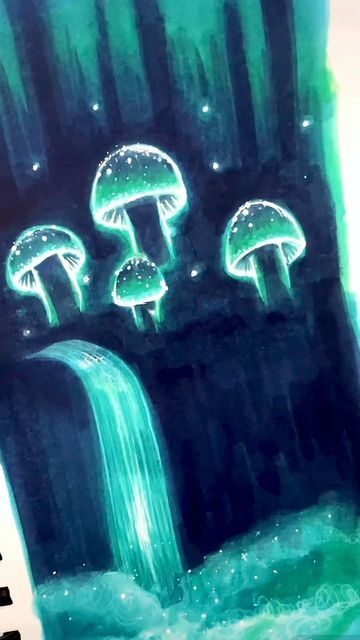 kastaleia on Instagram: "How to draw an enchanted forest mushroom! 🍄 ✨ #mushroom #drawingtutorial #arttutorial #artreels #artistsoninstagram" How To Draw Glowing Mushrooms, Toad Stool Mushroom Drawing, Fantasy Mushroom Forest Drawing, Enchanted Forest Sketch, Mushroom Forest Painting Easy, Glowing Mushroom Painting, Spooky Mushroom Art, Enchanted Painting Ideas, Fantasy Painting Ideas Easy