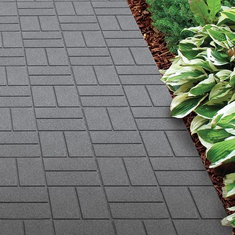 Rubberific 16-in L x 16-in W x 0.75-in H Square Gray Rubber Paver in the Pavers & Stepping Stones department at Lowes.com Small Patio With Pavers, Recycled Rubber Pavers, Rubber Walkway, Rubber Pavers, Rubber Paver, Outdoor Patio Pavers, Sidewalk Landscaping, Paver Steps, Tap House