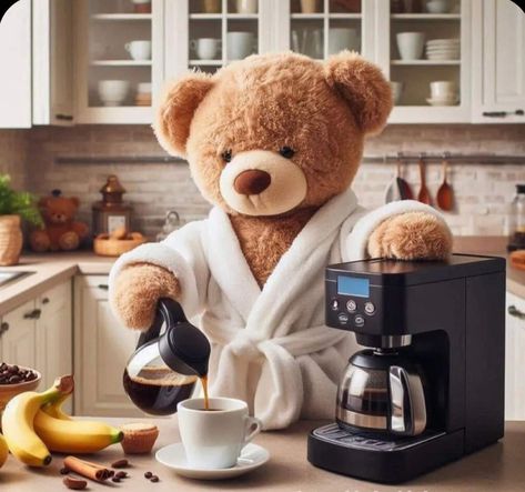 Good Morning Bear, Good Morning Teddy Bear, Coffee Bear, Funny Teddy Bear, Teddy Bear Wallpaper, Iphone Wallpaper For Guys, Teddy Bear Pictures, Happy Birthday Pictures, Animated Animals