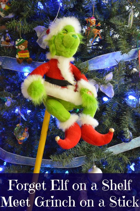 (link) GRINCH on a STICK ~ Forget "Elf on a Shelf" Meet "Grinch on a Stick". Meet the newest addition to our household, Terror or "T" for short, our Grinch on a Stick.  Grinch on a Stick sort of works like Elf on the Shelf but only Way. More. Effective. Grinch On The Shelf Ideas, Grinch On The Shelf, Grinch Elf On The Shelf Ideas, Birthday Elf, Grinch Ideas, Kindness Elves, Elf Ideas Easy, Selling Ideas, Christmas Elf Doll